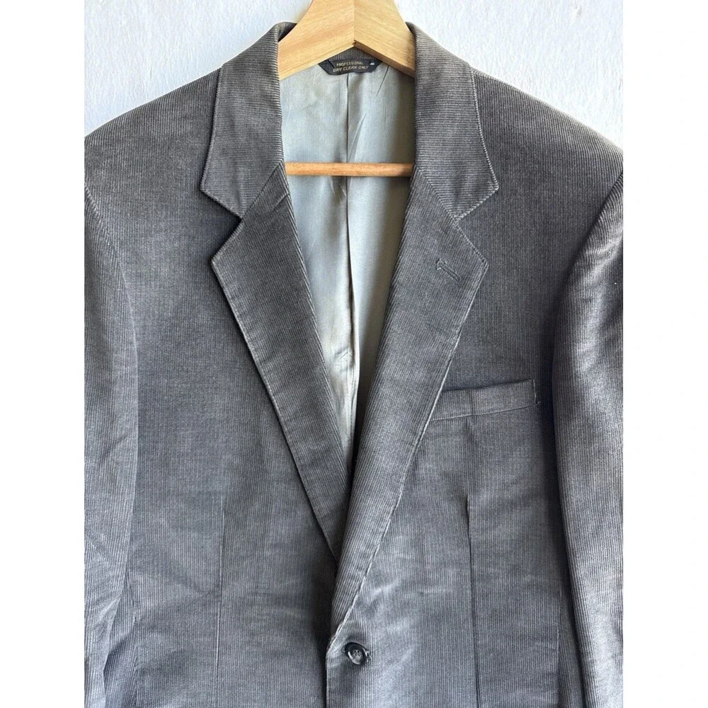 VTG 70s Levis Menswear Gray Corduroy Blazer Mens 40L Sport Coat Jacket 2 Button